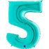 Teal Blue Number 5 Balloons | 40 INCH