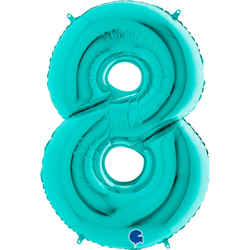 Teal Blue Number 8 Balloons | 40 INCH