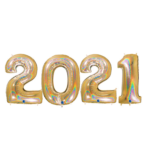 Glitter Gold 2021 Number Balloons | 40 INCH