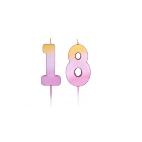 Number 18 Rose Gold Pink Ombre Party Candles