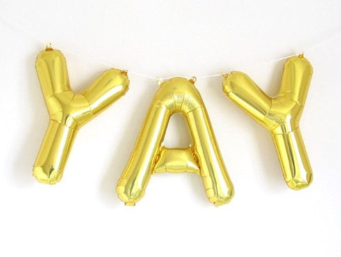 YAY Letter Balloon Kit | Silver | Gold | Rose Gold | Pink | Blue
