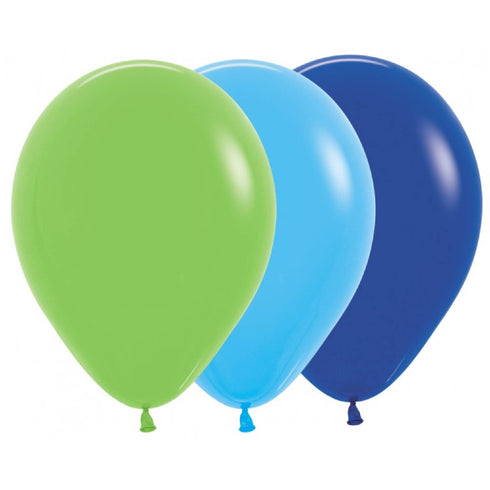 Green and Blue Latex Balloon Mix | 5", 11", 16" and 36"