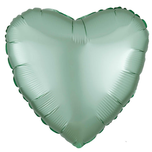 Satin Luxe™ Mint Green | Heart Foil Balloons | Anagram | 18 Inch