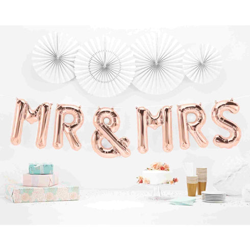Mr & Mrs Balloon Banner Kit | Silver | Gold | Rose Gold | Pink | Blue