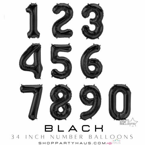 34 INCH | Northstar Black Number Balloons
