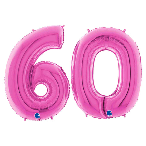 Fuchsia Pink Number 60 Balloons | 40 INCH