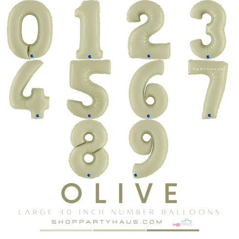 Number Balloons | Olive Green | 40 INCH