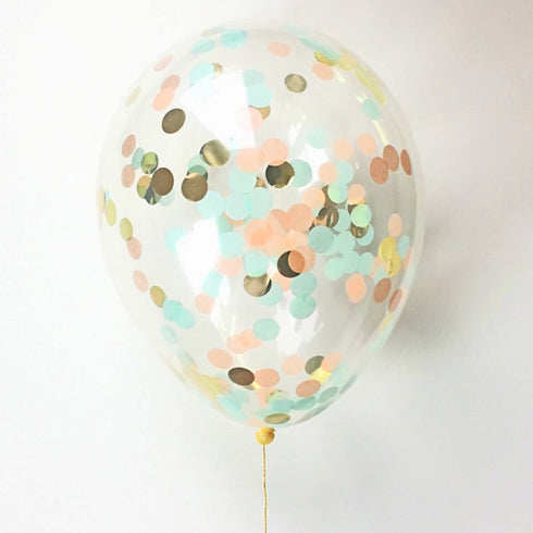 Hand Cut Confetti Balloons | Peach Mint + Gold