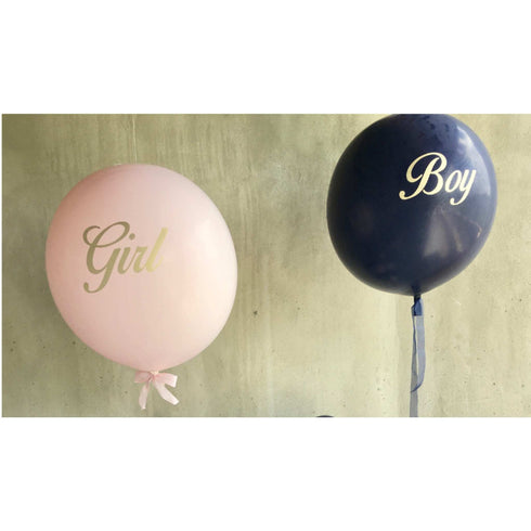Custom Navy Blue Boy and Pastel Pink Girl Balloons | 36 INCH
