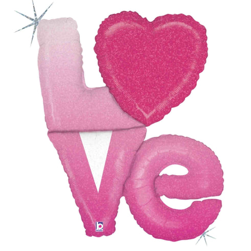Love Balloons | Glitter Ombre Pink | Giant 39 INCH
