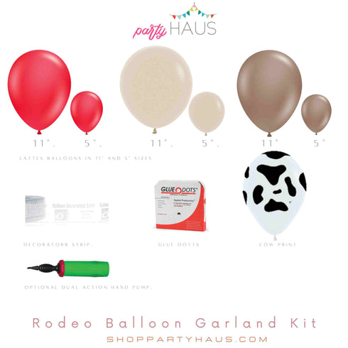 Rodeo Latex Balloon Garland | Brown | Red | Blush | Cow Print