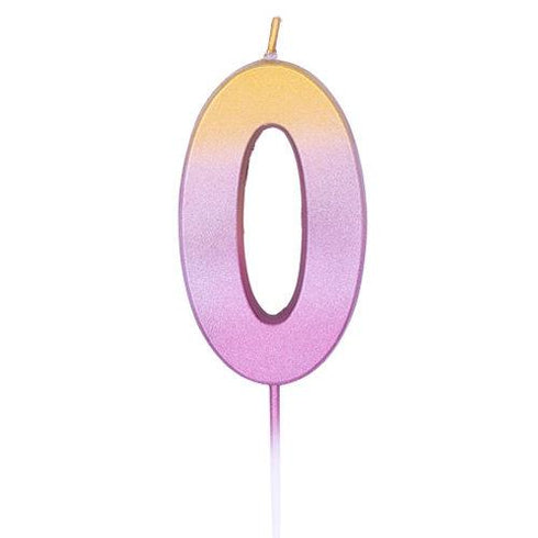 Rose Gold Pink Ombre Number 0 Party Candles