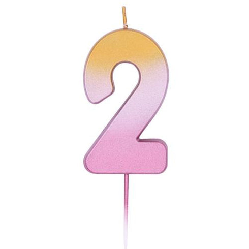 Rose Gold Pink Ombre Number 2 Party Candles