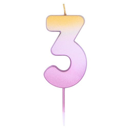 Rose Gold Pink Ombre Number 3 Party Candles