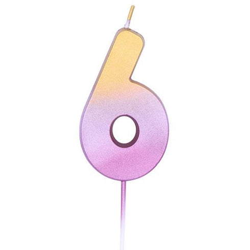Rose Gold Pink Ombre Number 6 Party Candles