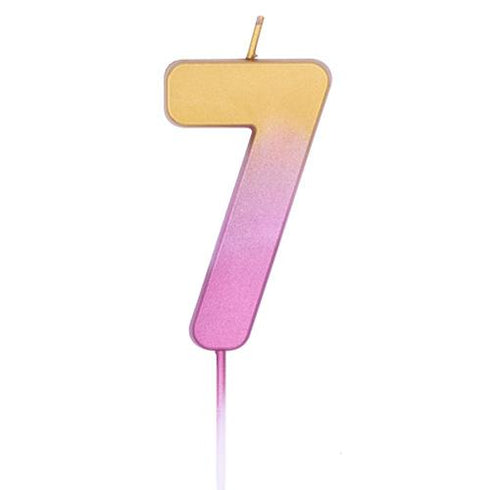 Rose Gold Pink Ombre Number 7 Party Candles