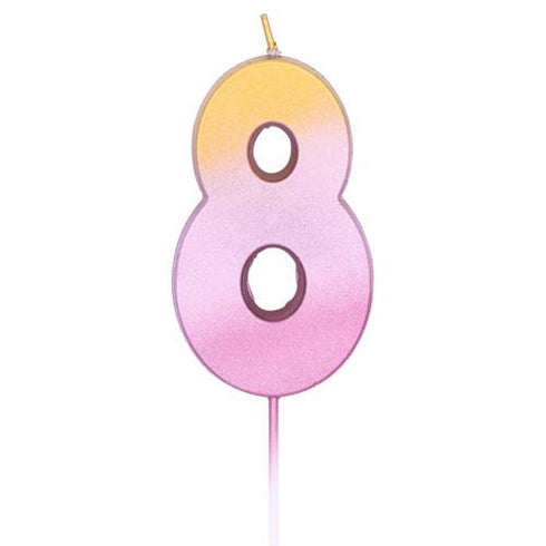 Rose Gold Pink Ombre Number 8 Party Candles