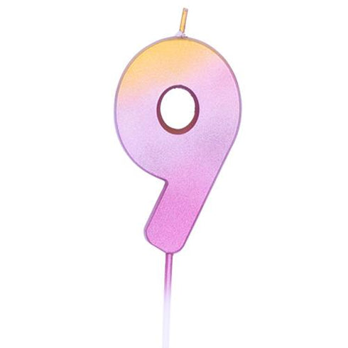 Rose Gold Pink Ombre Number 9 Party Candles