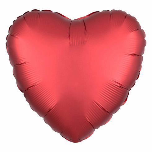 Heart Foil Balloons | Satin Luxe™ Sangria Red | 18 Inch