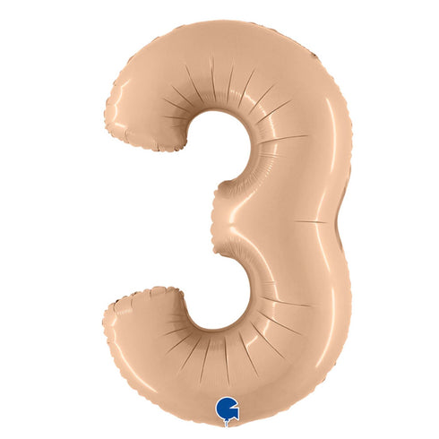 Satin Nude Number 3 Balloons | 40 INCH