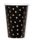 Celebrate Paper Party Cups | Black and Gold Polka Dots