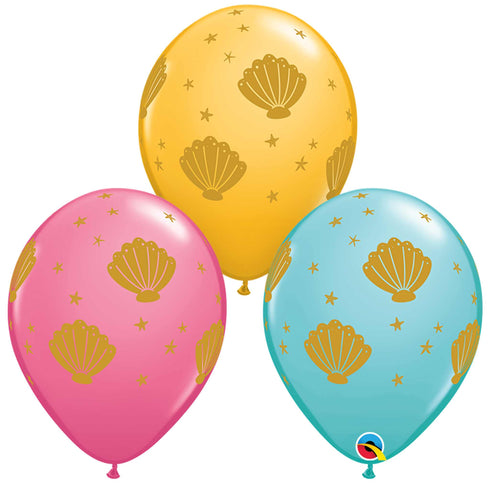 Mermaid Sea Shells Latex Balloons | Package 6