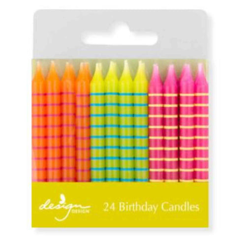 Bright Striped Birthday Candles | Set of 24