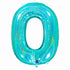 Glitter Teal Blue Number 0 Balloons | 40 INCH