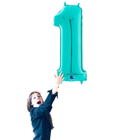40 INCH | Teal Blue Number Balloons