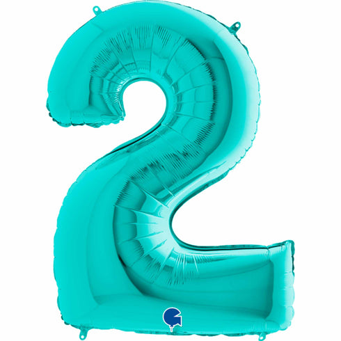 Teal Blue Number 2 Balloons | 26 INCH