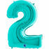 Teal Blue Number 2 Balloons | 26 INCH