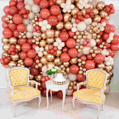 Latex Balloon Mix | Terra Cotta, Gold and White Sand