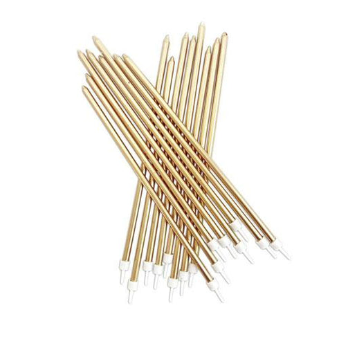 Gold Metallic Long Party Candles | 7 INCH