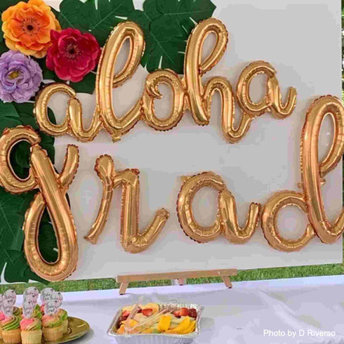 Aloha Gold Script Foil Balloon | 45 INCH