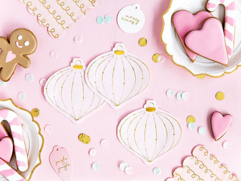 Pretty Pink and Gold Metallic Bauble Christmas Paper Napkins
