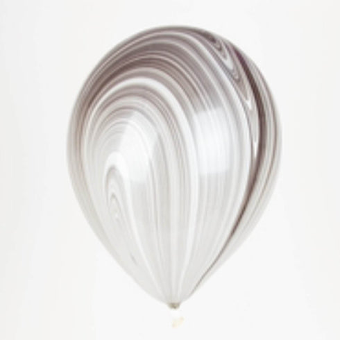 Black and White Marble Super Agate Latex Balloons | 11 INCH | Package 6