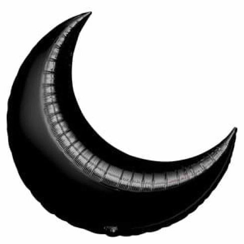 Back Crescent Moon Foil Balloon | 26 or 35 INCH