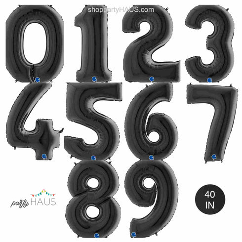 40 INCH | Black Number Balloons