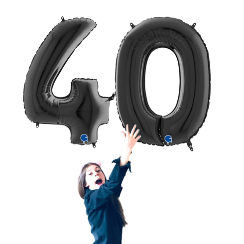 Black Number 40 Balloons | 40 INCH