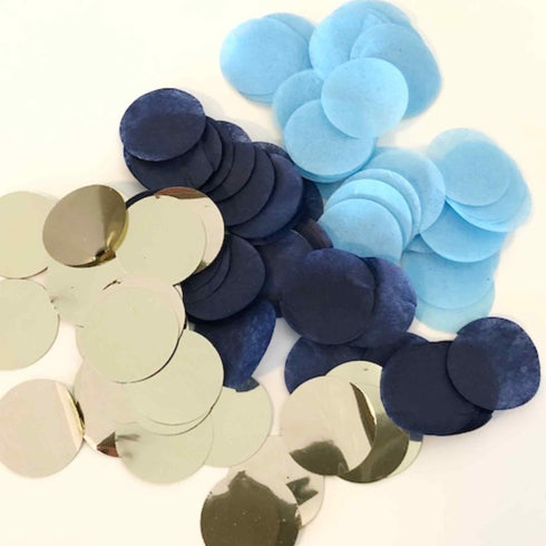 Hand Cut Confetti | Light Blue, Navy and Metallic Gold