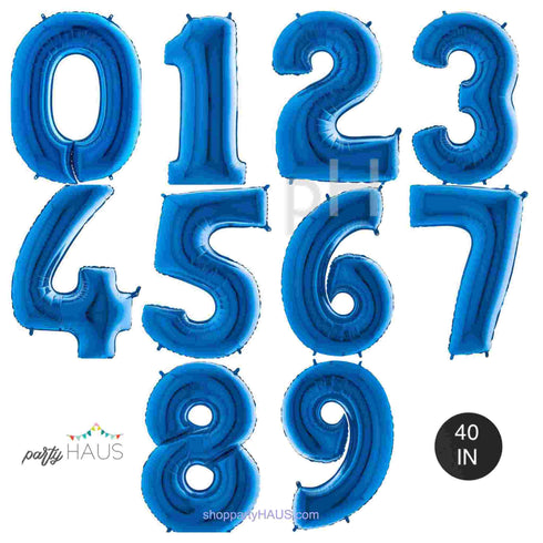 40 INCH | Blue Number Balloons