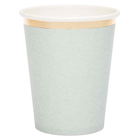 Pastel Blue and Gold Paper Party Cups | Set 12