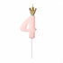 Pink Party Cake Candles with Gold Crown | Number 4