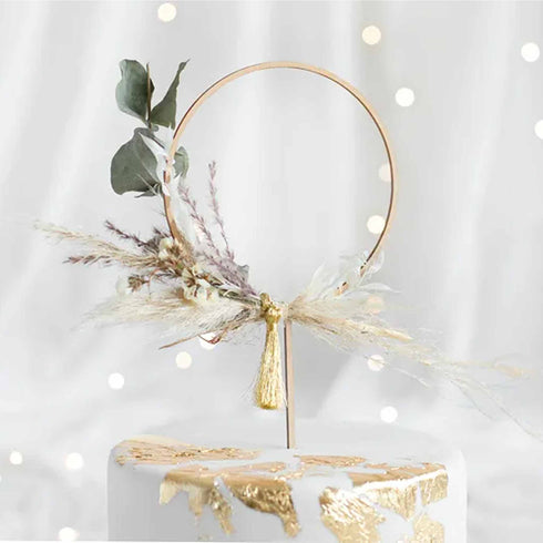 Round Hoop Cake Topper | Natural Wood | 9.5 INCH
