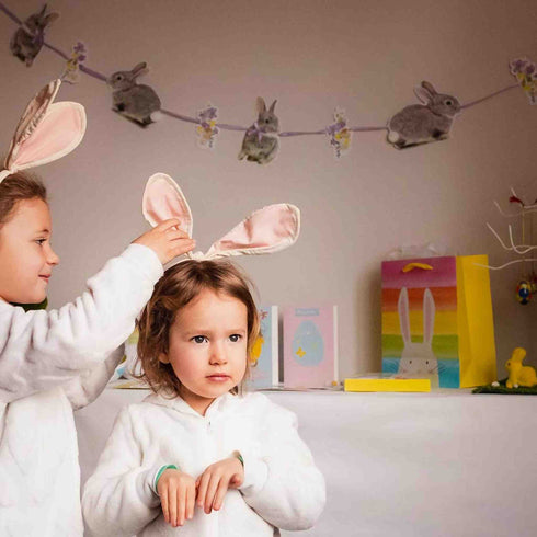 Luxury Bunny Ear Headband | Fabric in Pastel Blush Pink and White