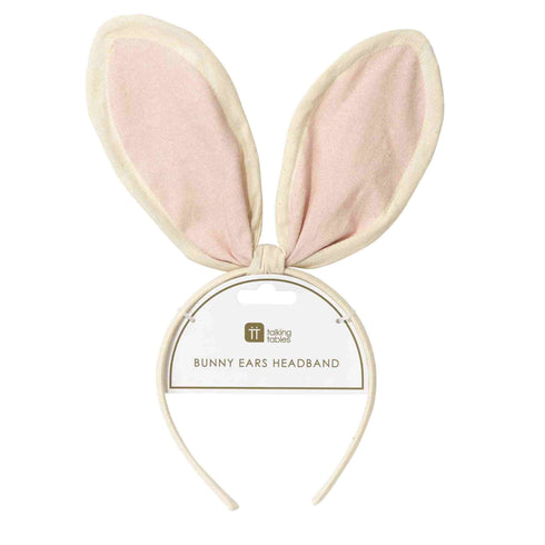 Luxury Bunny Ear Headband | Fabric in Pastel Blush Pink and White