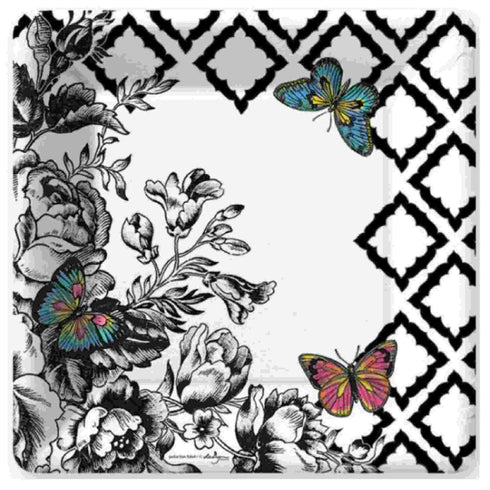 Butterfly Toile Paper Party Plates | 10 INCH