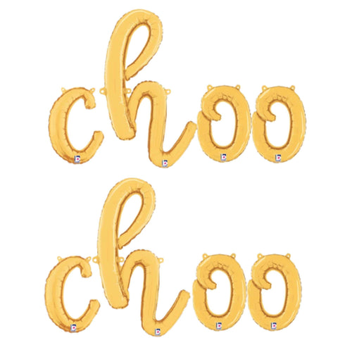 CHOO CHOO Script Letter Balloons | Silver | Gold | Rose Gold