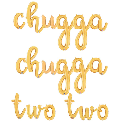 Chugga Chugga Two Two Cursive Letter Balloons | Silver | Gold | Rose Gold