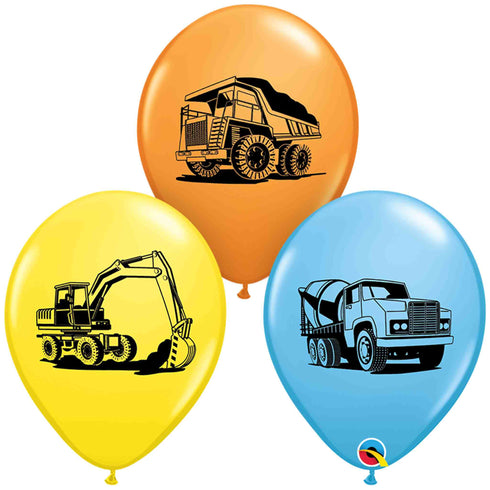 Construction Party Printed Latex Balloons | Package 6